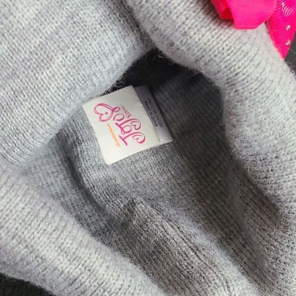 Nickelodeon Jojo Siwa Girls Rainbow Pom Pom Beanie Hat, Gray Glitter Name + Bow - Picture 5 of 7